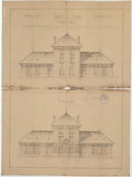 Plan des façades pour la construction de la mairie-école, vue 01.