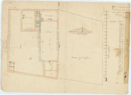 Plan pour la construction de la mairie-école (1er bâtiment), vue 01.
