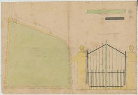 Plan du portail d'entrée pour la construction d’un mur de clôture, vue 01.