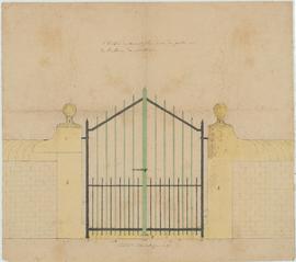 Plan du portail d'entrée pour la construction d’un mur de clôture, vue 02.