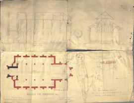 Ramasse, église: plan de masse et levées, 1875 (2M1)