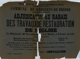 Serrières-de-Briord 2M1 - Affiche pour l'adjudication des travaux de restauration de l'église, 1904